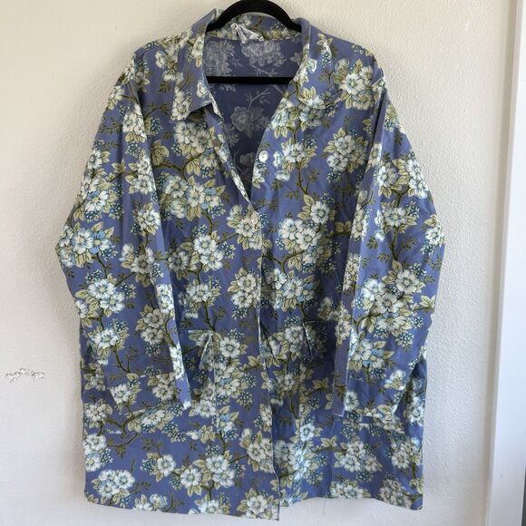 Vintage April Cornell Jacket Womens Sz M lavender floral Full Art to Wear Tunic - Picture 1 of 6